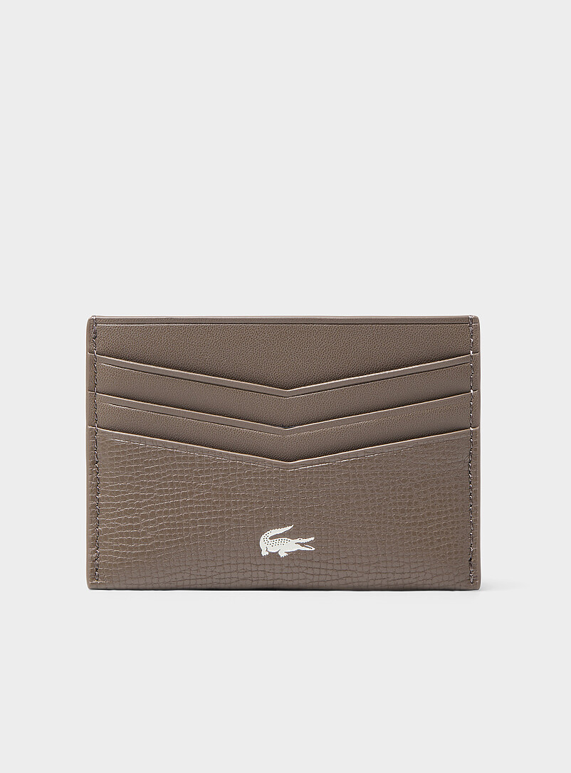 Printed logo pebbled leather card holder product image 2