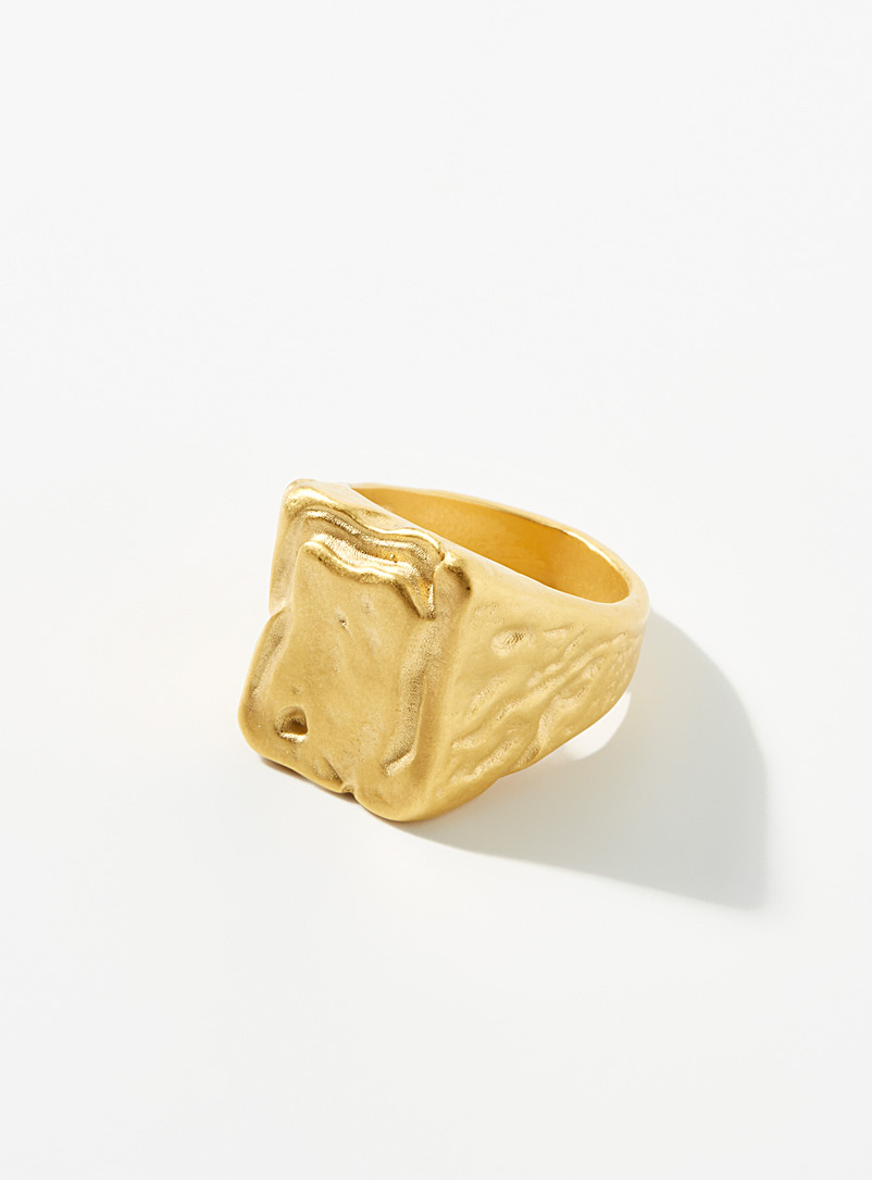 Dsquared2 Golden Yellow Stones square ring for men