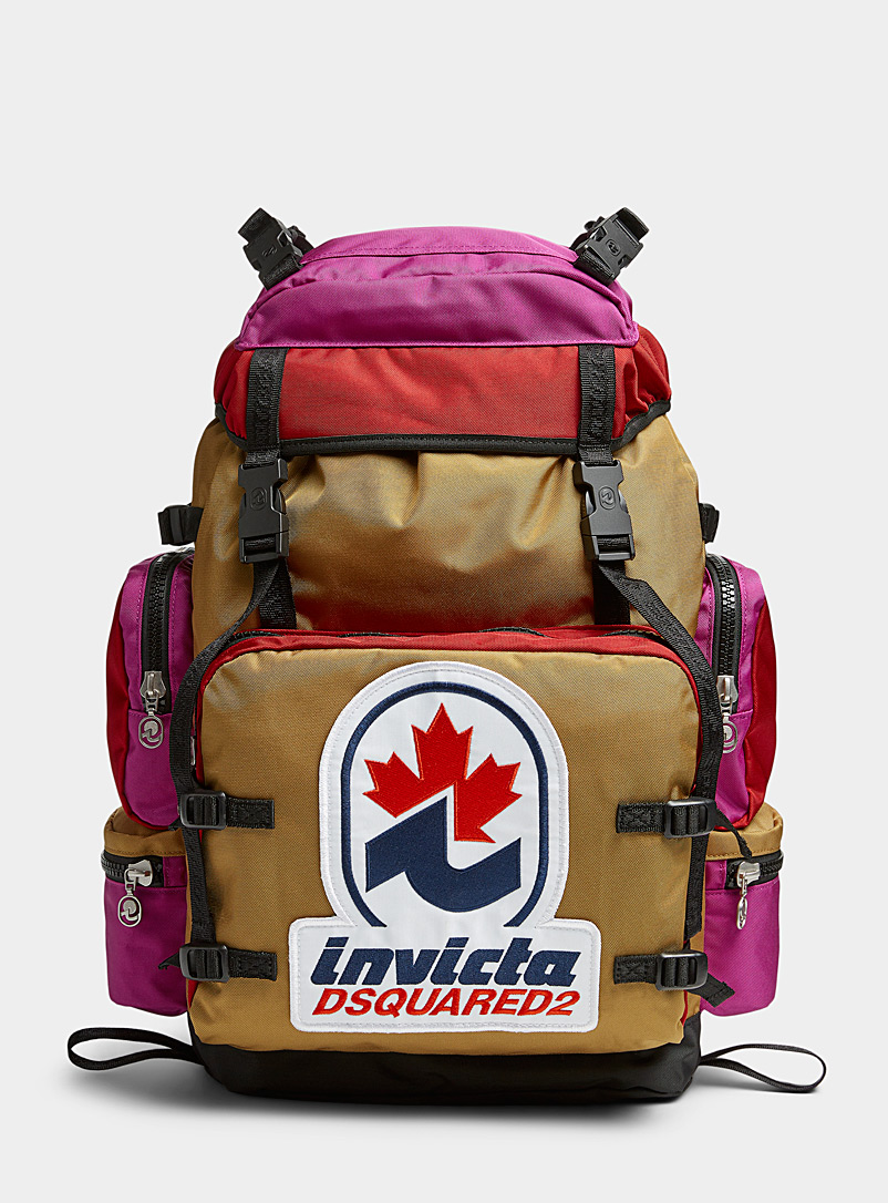 Dsquared2 Patterned Brown Invicta colour blocks backpack for men