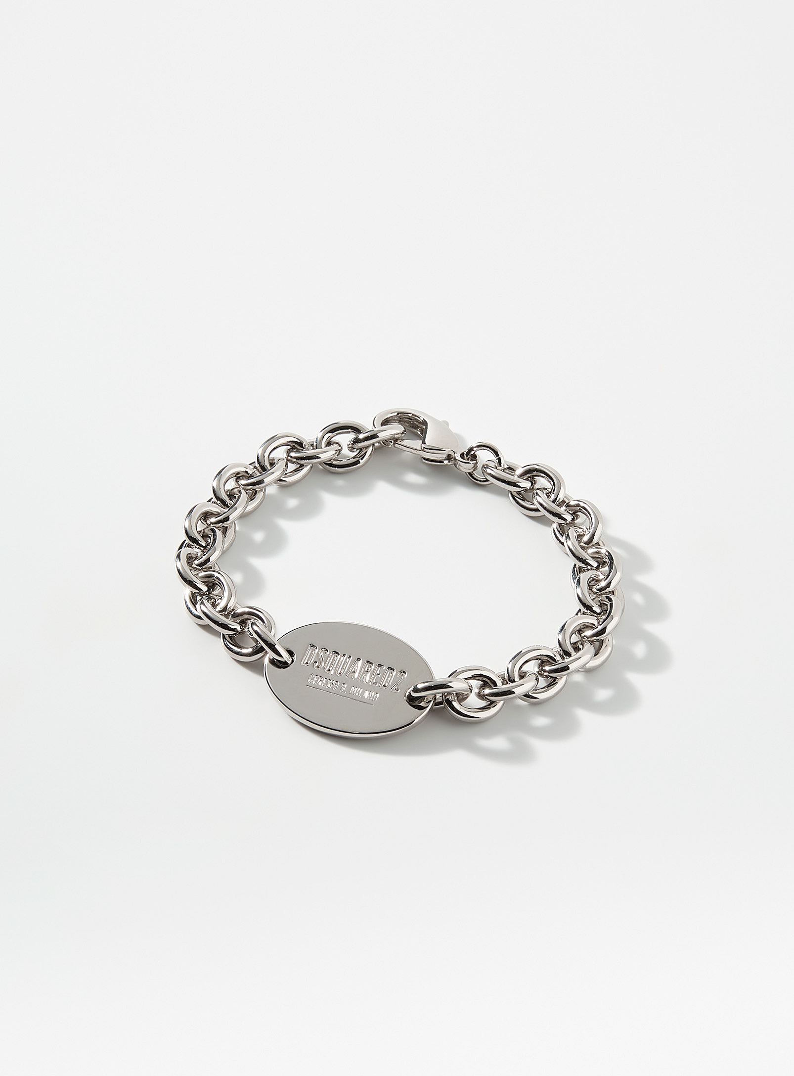 Dsquared2 Engraved Plate Chain Bracelet In Silver