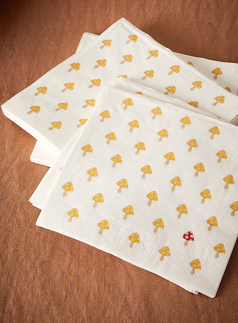 Simons Maison: Les serviettes en papier mignons champignons 16,5 x 16,5 cm. Paquet de 30. Assorti