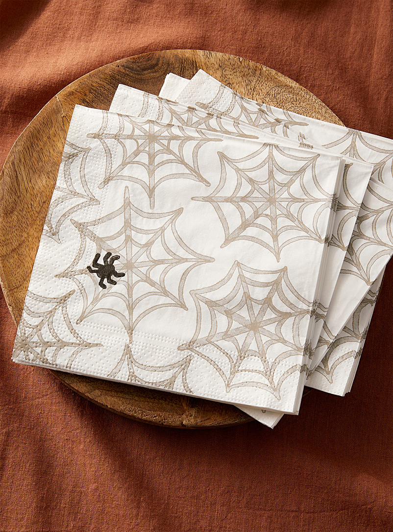 Simons Maison Patterned White Spiderwebs paper napkins 16.5 x 16.5 cm. Pack of 30.