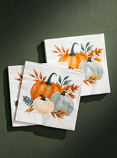 Les serviettes en papier cueillette de citrouilles 16,5 x 16,5 cm. Paquet de 25.