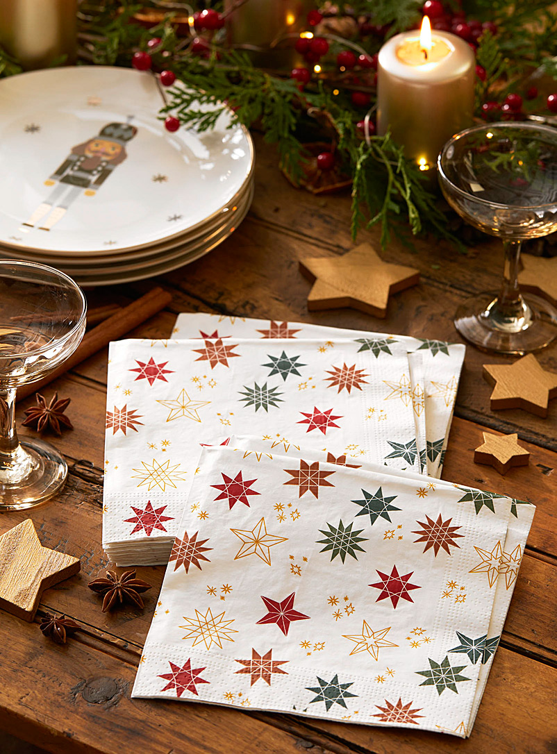 Simons Maison Assorted Northern stars paper napkins 16.5 x 16.5 cm. Pack of 30.