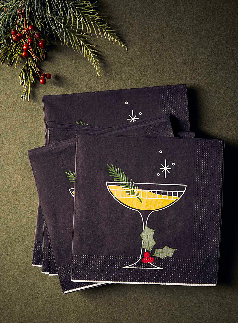 Simons Maison: Les serviettes en papier cocktails festifs 16,5 x 16,5 cm. Paquet de 25. Assorti