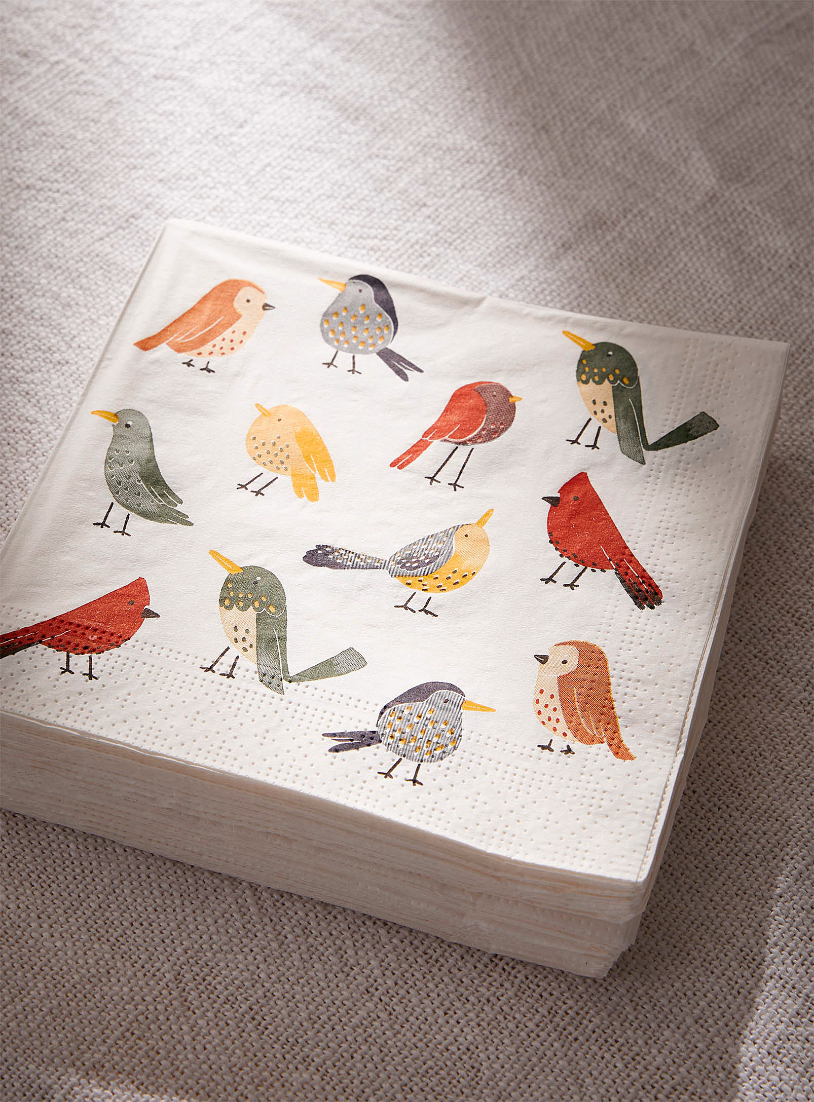 Simons Maison Colourful Birds Paper Napkins 16.5 X 16.5 Cm. Pack Of 25. In Patterned White