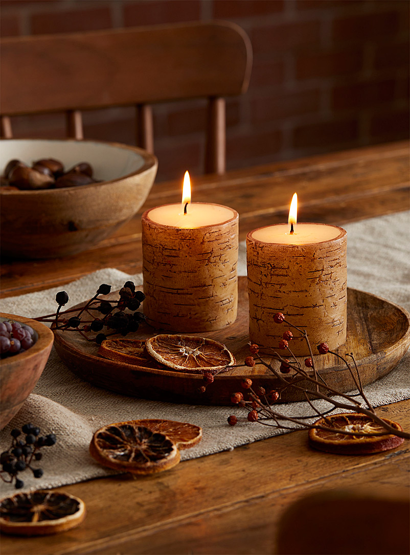 Simons Maison Assorted Faux-birch candles Set of 2