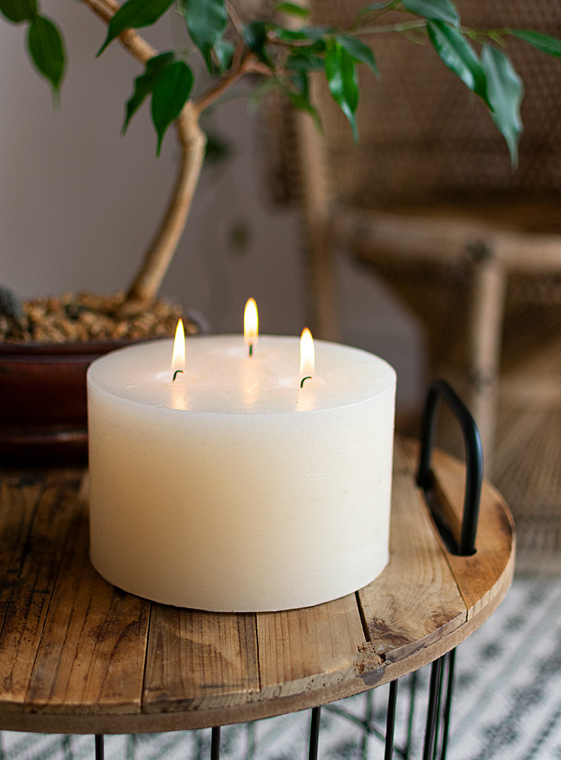 Simons Maison Ivory White Small rustic three-wick candle