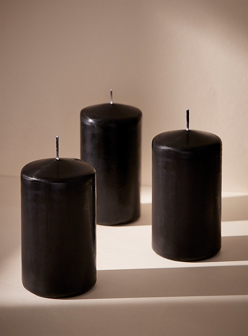 Simons Maison: Les bougies piliers Ensemble de 3 Noir