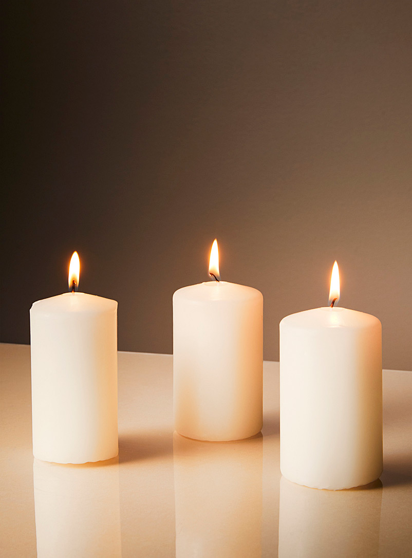 Simons Maison: Les bougies piliers Ensemble de 3 Blanc cassé