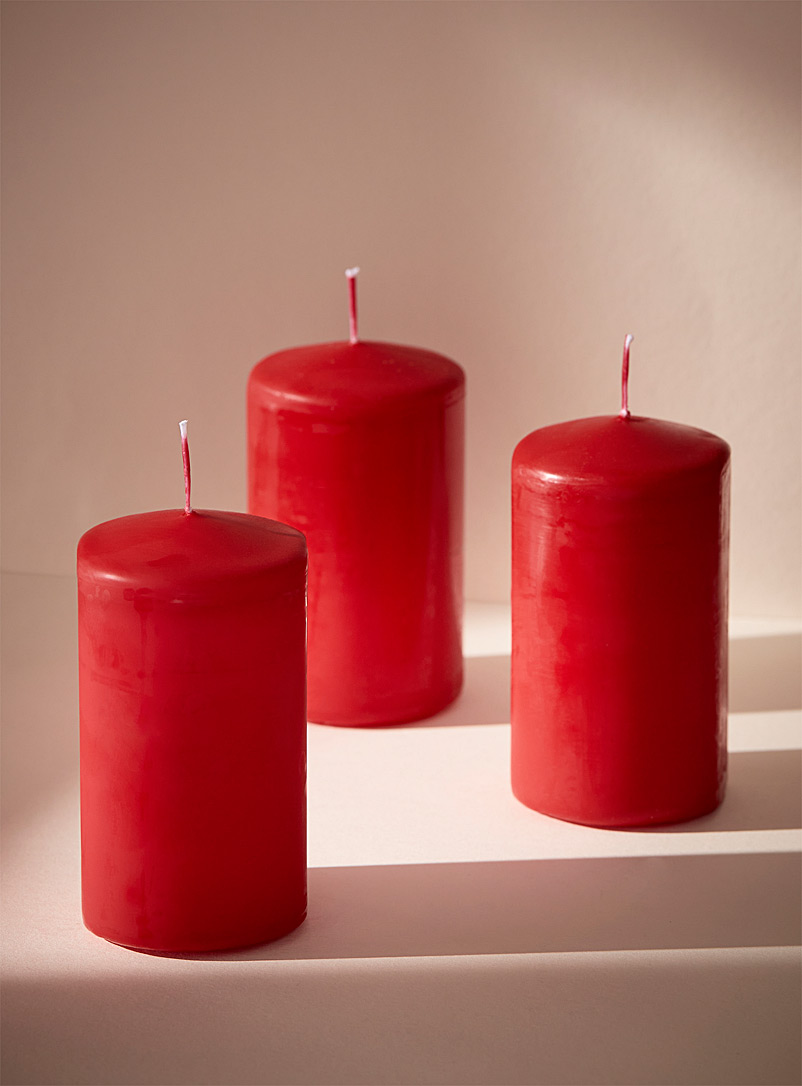 Simons Maison Red Pillar candles Set of 3