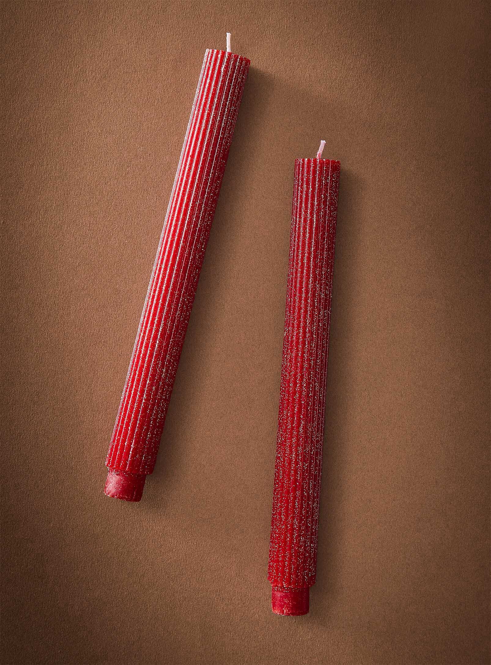 Les longues chandelles cannelées brillantes - Ensemble de 2