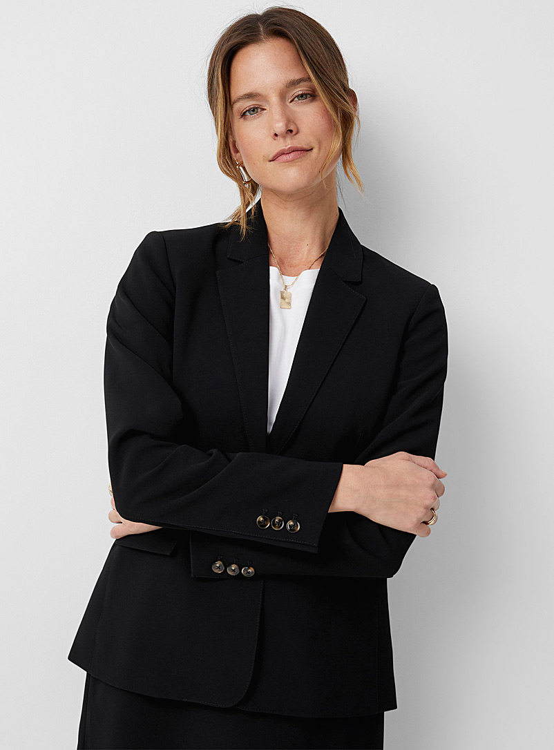 Contemporaine Black Suiting crepe single-button blazer for women