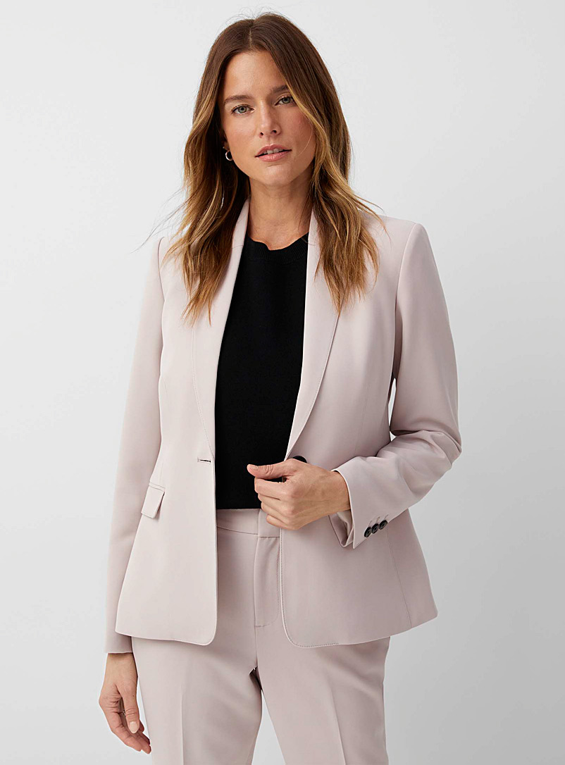 Contemporaine Light Brown Suiting crepe single-button blazer for women