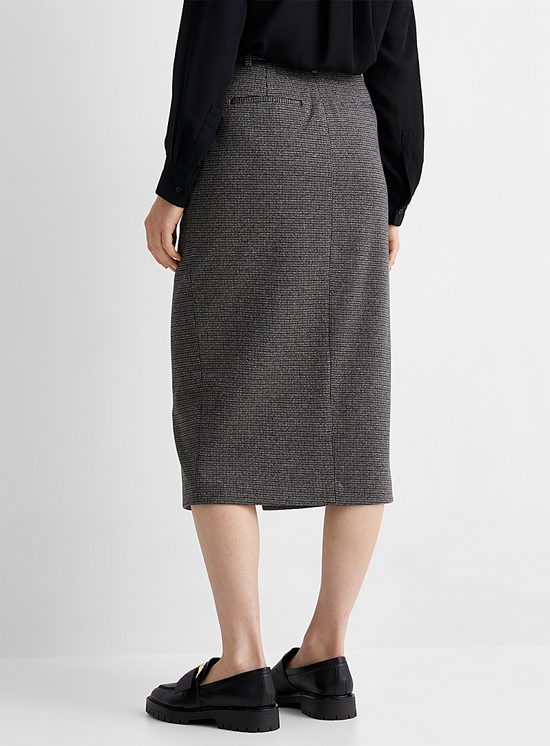Contemporaine Patterned Brown Houndstooth jacquard midi skirt for women