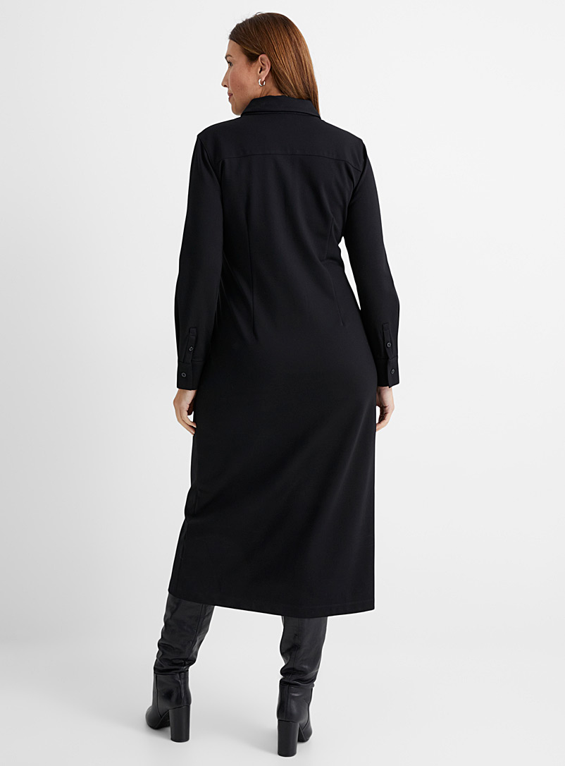 Contemporaine Black Stretch ponte di Roma shirt-dress for women