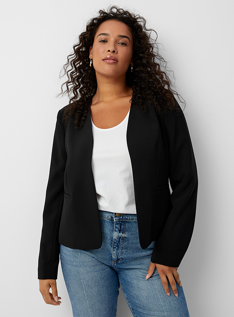 Contemporaine Black Flowy minimalist open blazer for women