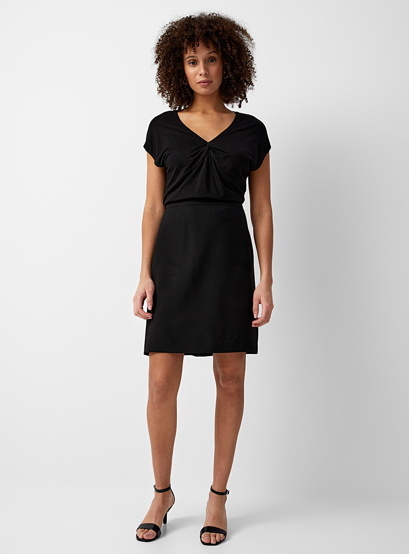 Contemporaine Black Suiting crepe straight skirt for women