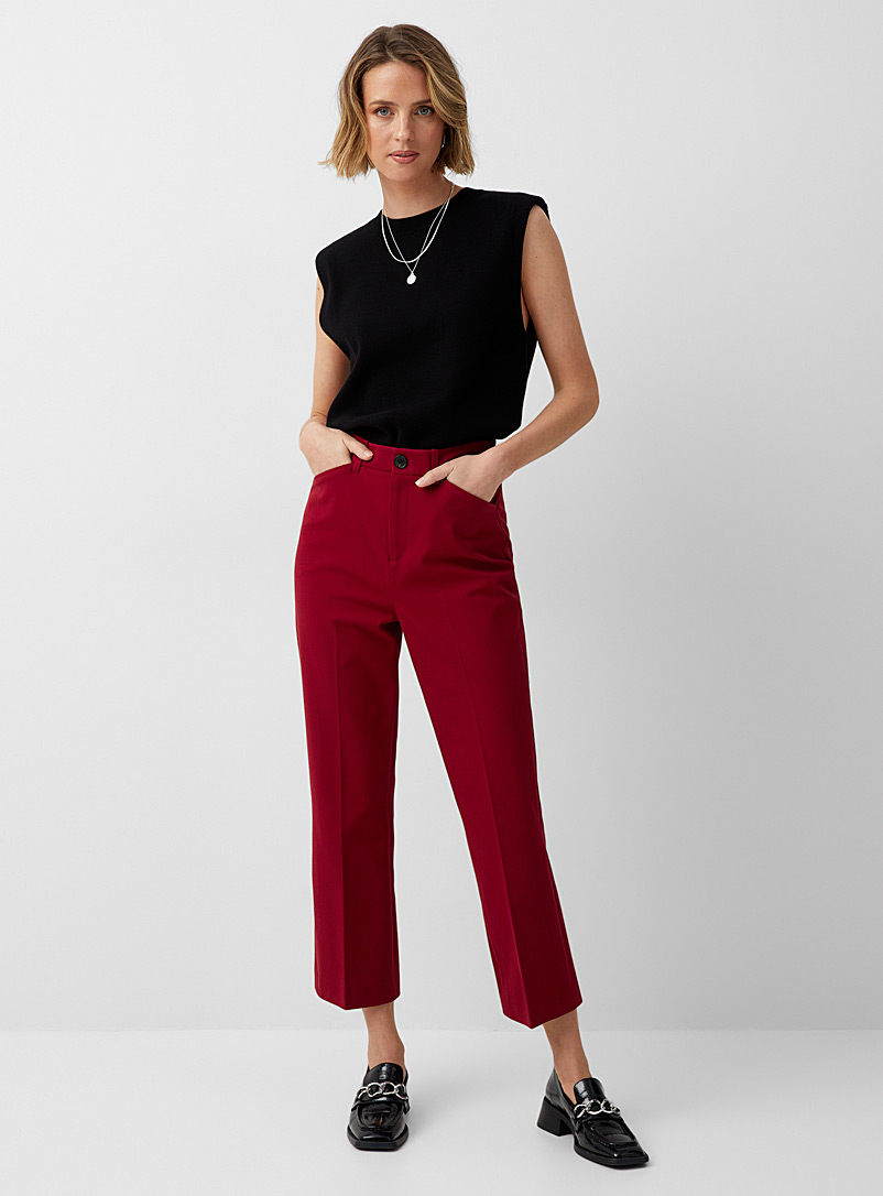 Contemporaine Ruby Red High-rise straight slim pant for women