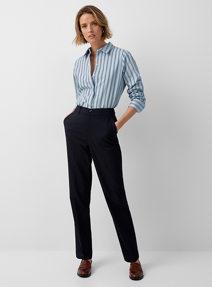 Contemporaine Dark Blue Straight structured pant for women