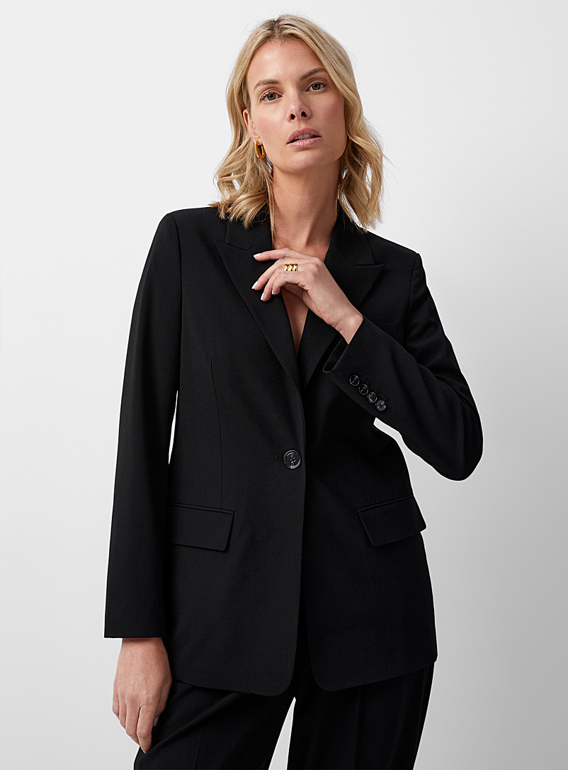 Contemporaine Black Long single button blazer for women