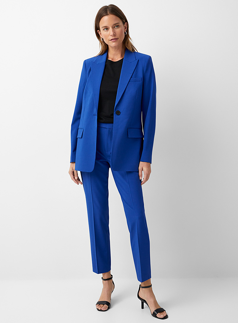 Contemporaine Sapphire Blue Long single button blazer for women