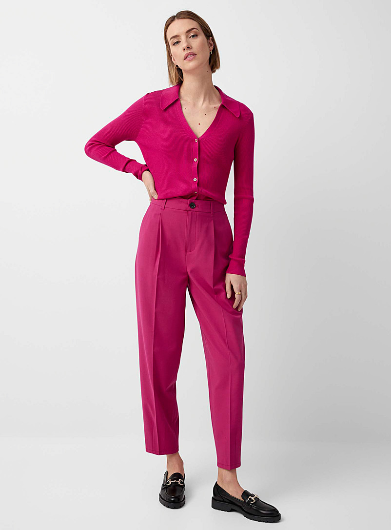 Contemporaine Medium Pink Pleated stretch barrel pant for women