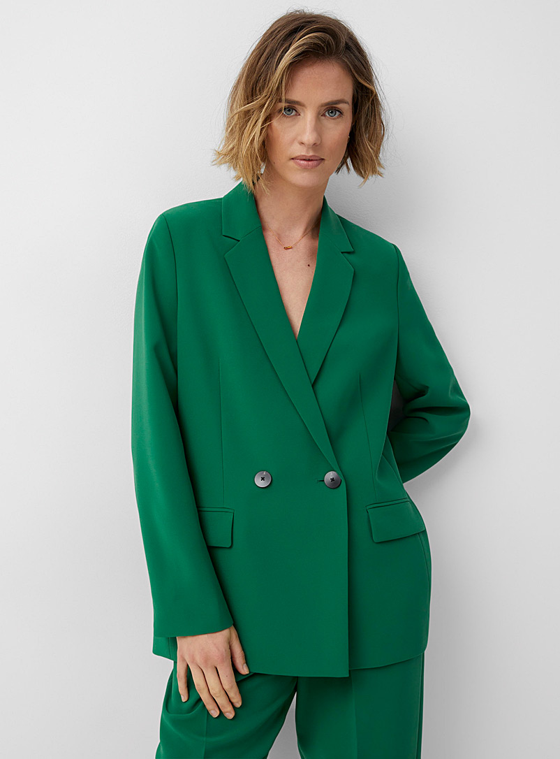 Contemporaine Green Fluid two-button blazer for women