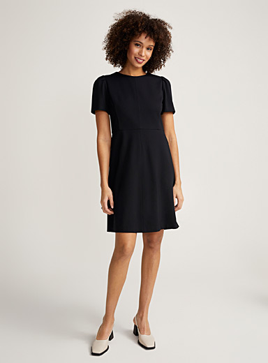 Contemporaine Black Thick jersey pleated shoulders dress for women