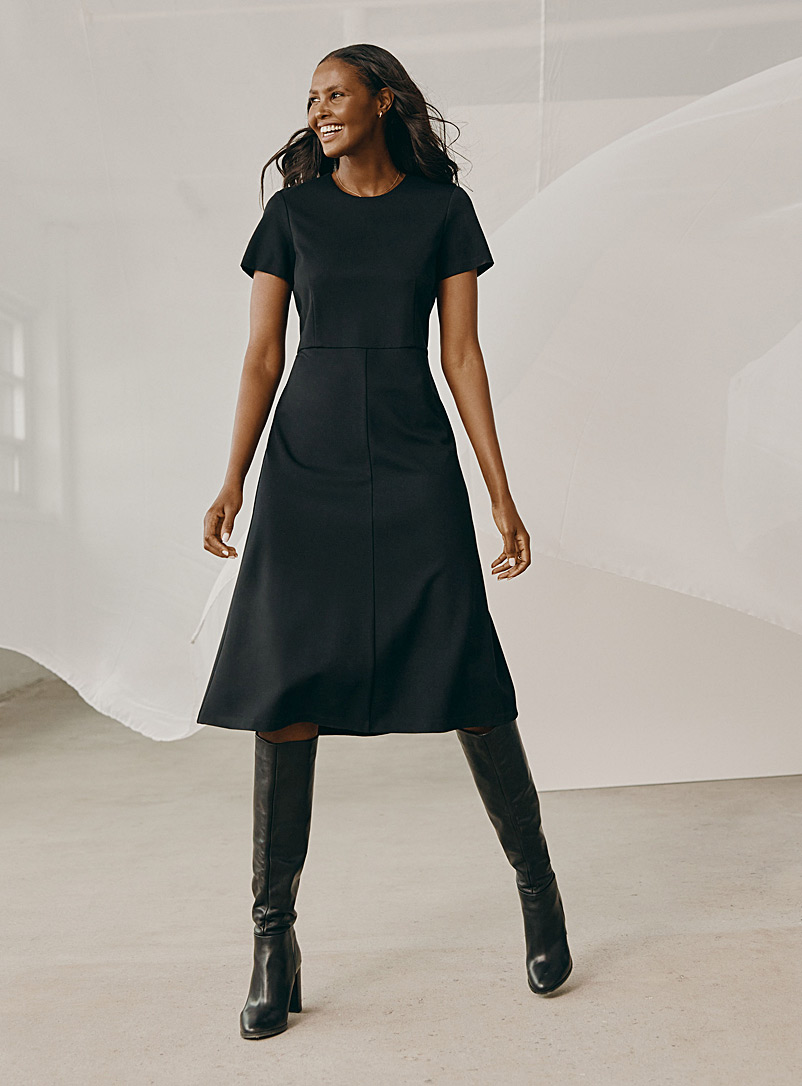 Contemporaine: La robe midi jersey dense Noir pour femme