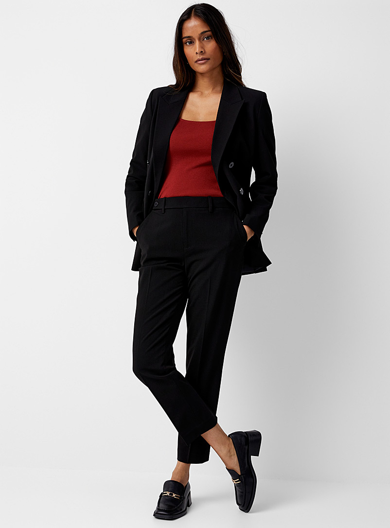Contemporaine Black Stretch solid ankle pant for women