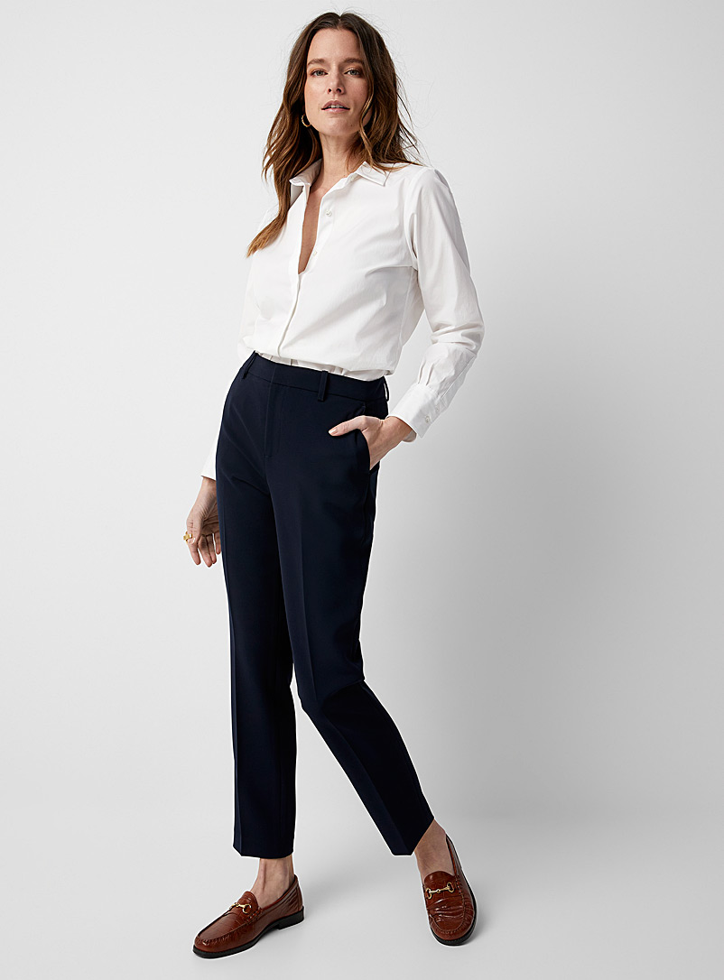 Contemporaine Dark Blue Tailored crepe ankle pant for women
