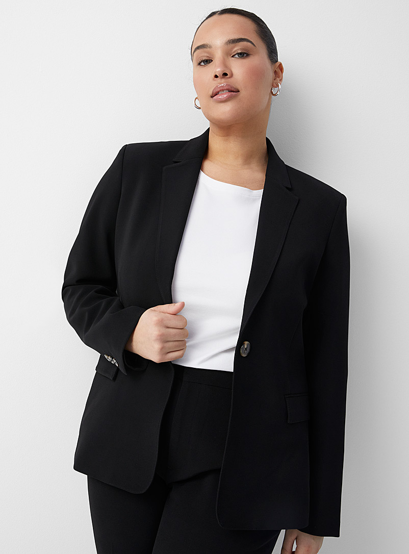Plus White Shoulder Pad Fitted Blazer