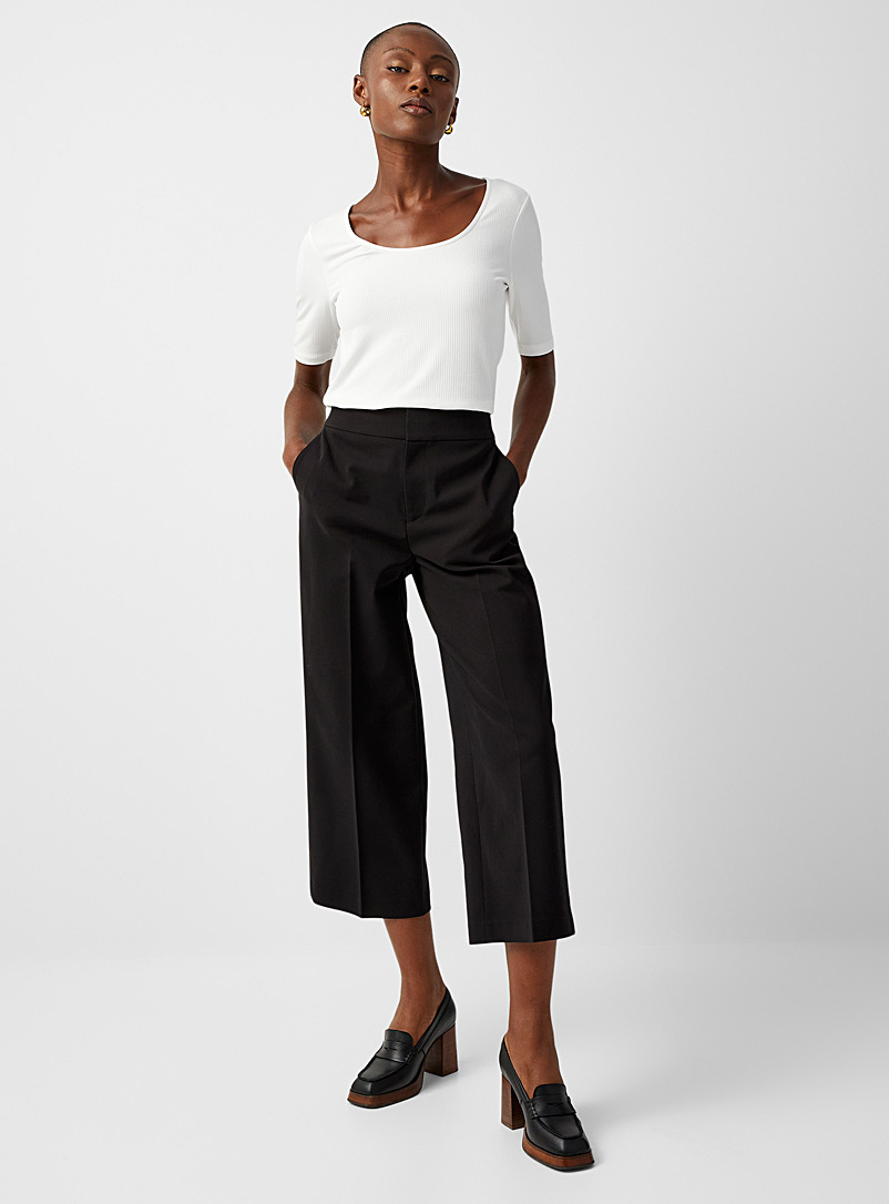 Contemporaine: Le pantalon large structuré Noir pour femme