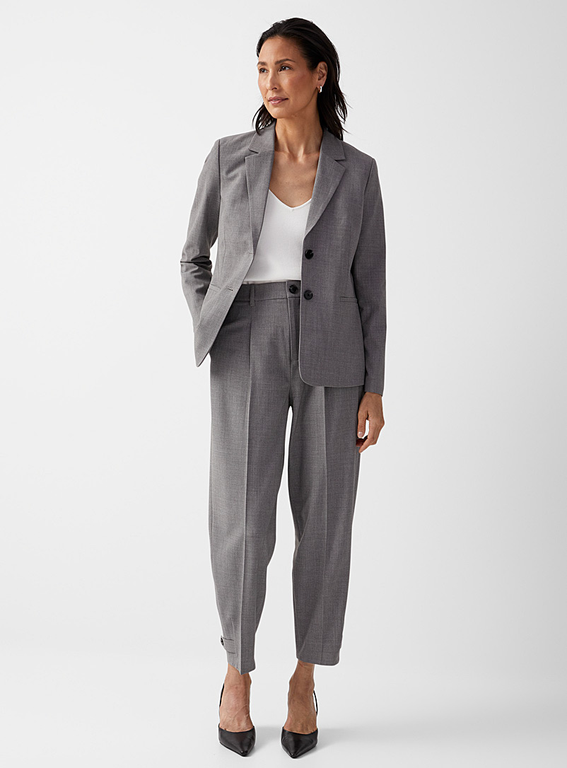 Contemporaine Grey Buttoned-ankle barrel pant for women