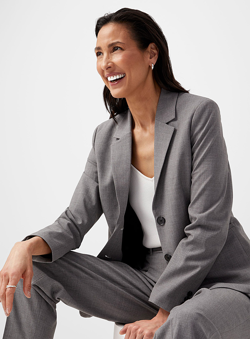Contemporaine Grey Stretch fitted blazer for women