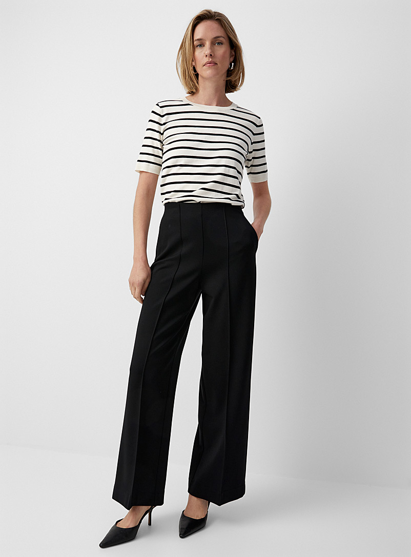 Wide-leg twill pant with fold over-waist detail, Icône, Shop Women%u2019s  Straight Leg Pants Online In Canada