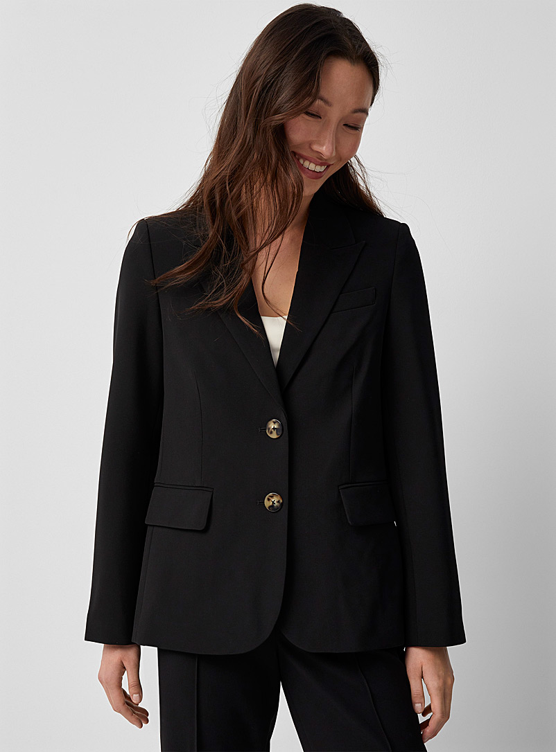 Contemporaine Black Tailored crepe two-button blazer for women