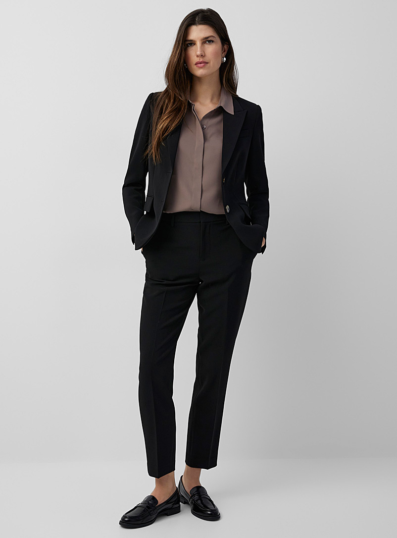 Contemporaine Black Suiting crepe semi-slim pant for women