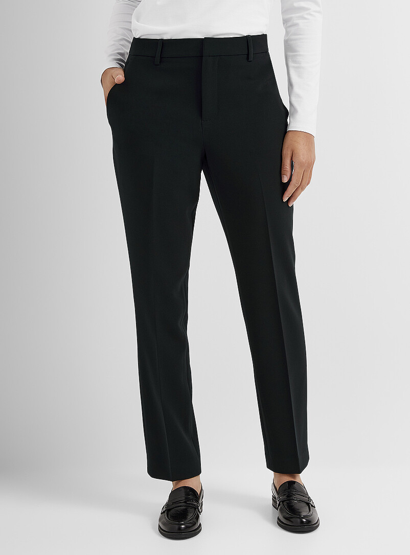Contemporaine: Le pantalon cr&ecirc;pe tailleur <b>Coupe : jambe droite, taille haute</b> Vert pour femme