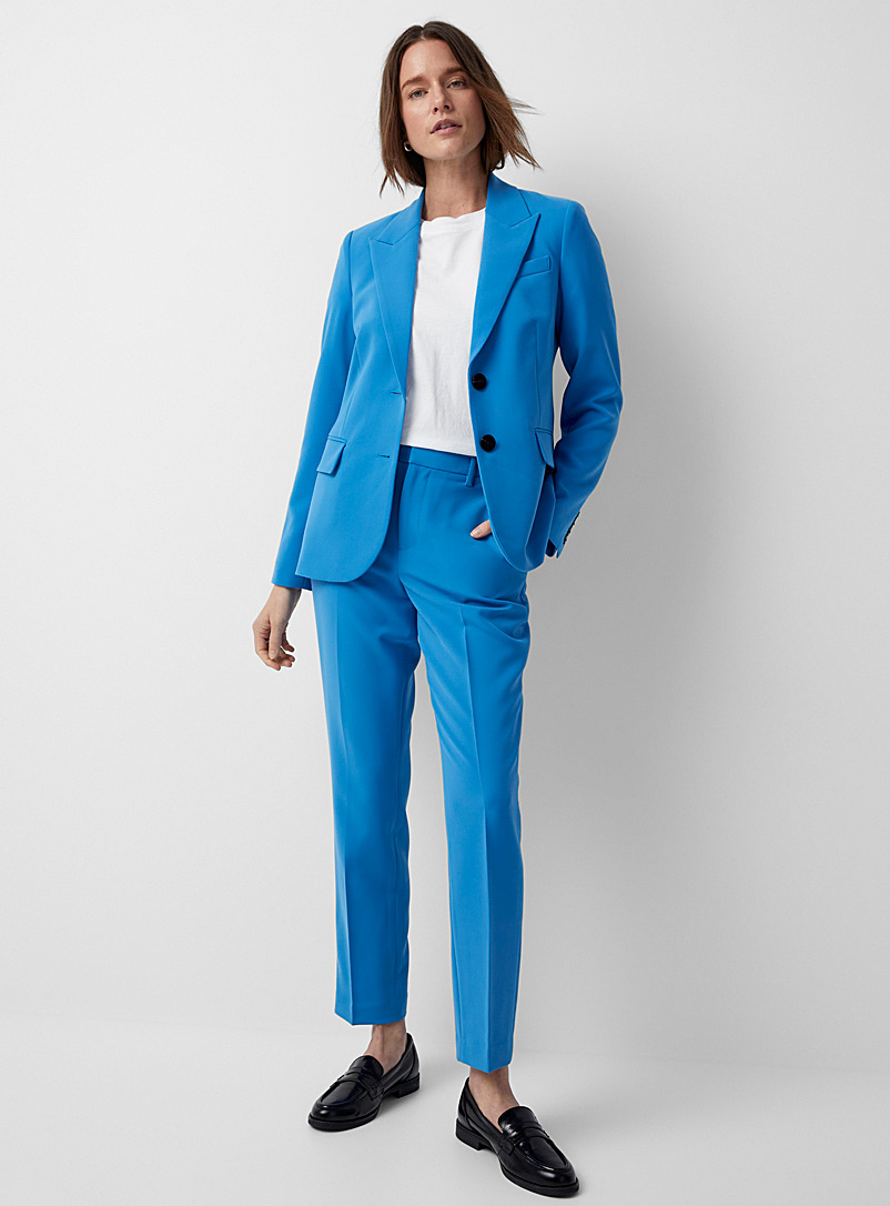 Contemporaine Turquoise Suiting crepe semi-slim pant for women