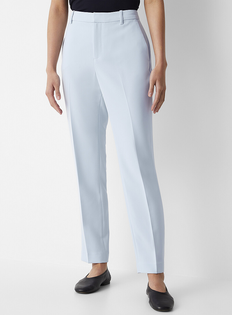 Contemporaine: Le pantalon cr&ecirc;pe tailleur <b>Coupe : jambe droite, taille haute</b> Vert pour femme