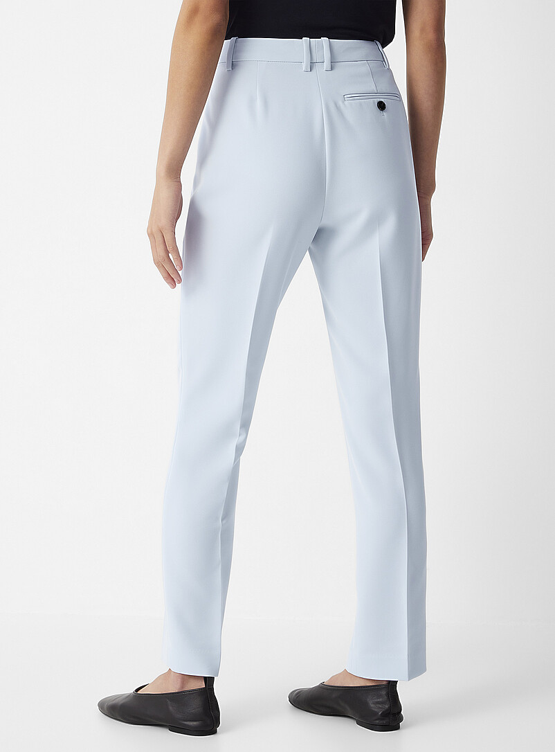 Contemporaine: Le pantalon cr&ecirc;pe tailleur <b>Coupe : jambe droite, taille haute</b> Vert pour femme