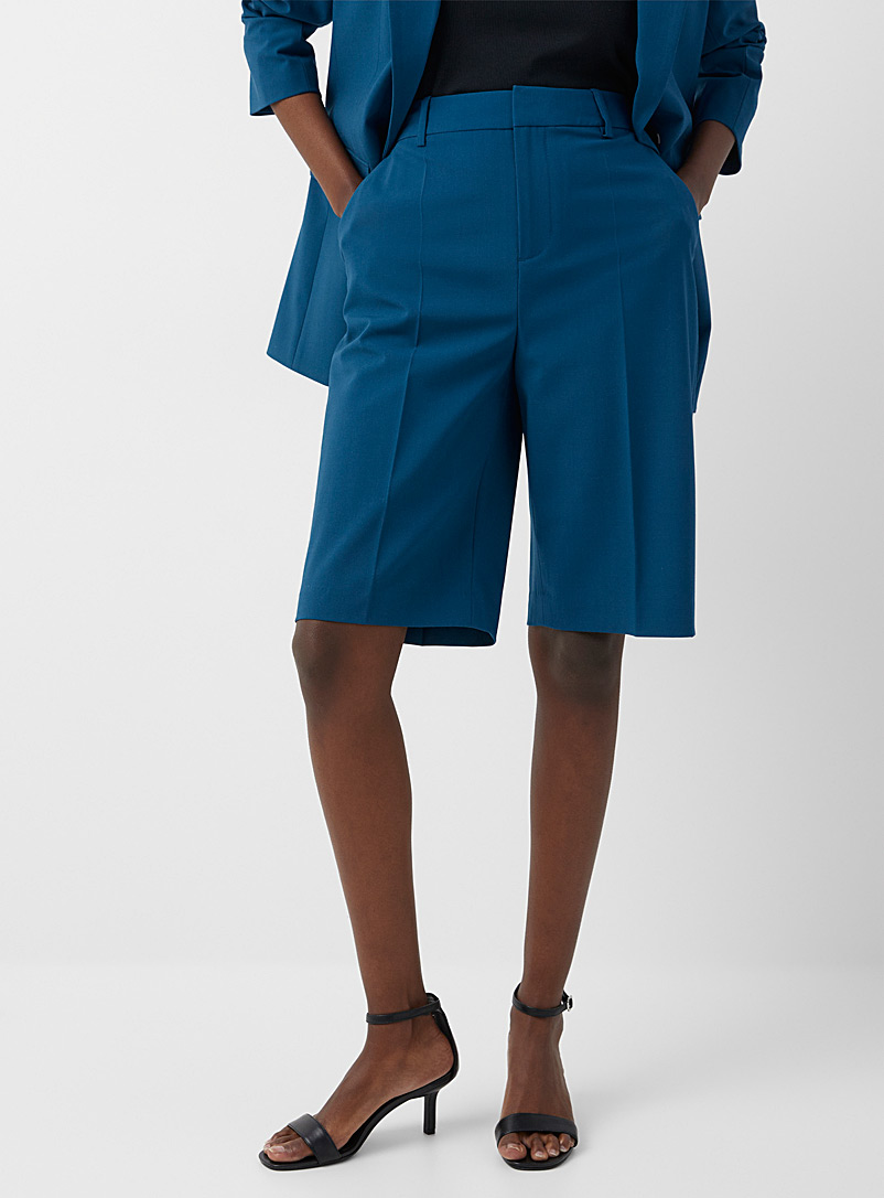 Contemporaine Slate Blue Sleek stretch Bermudas for women