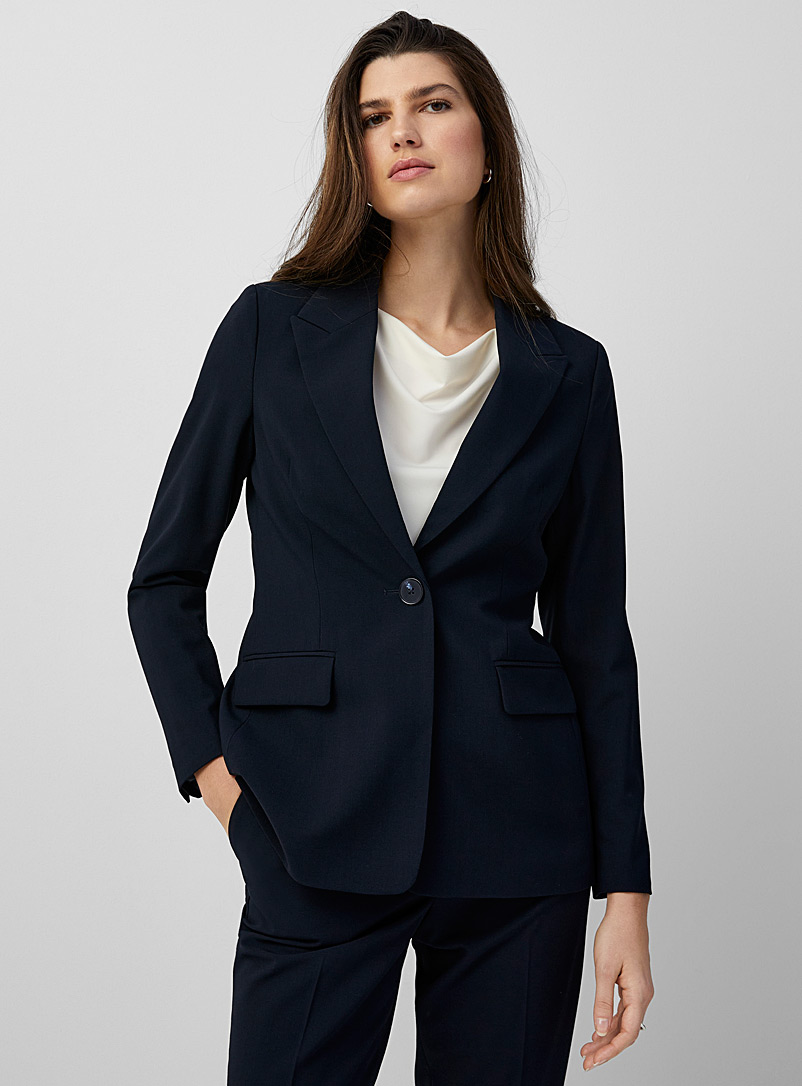Contemporaine Marine Blue Long stretch blazer for women