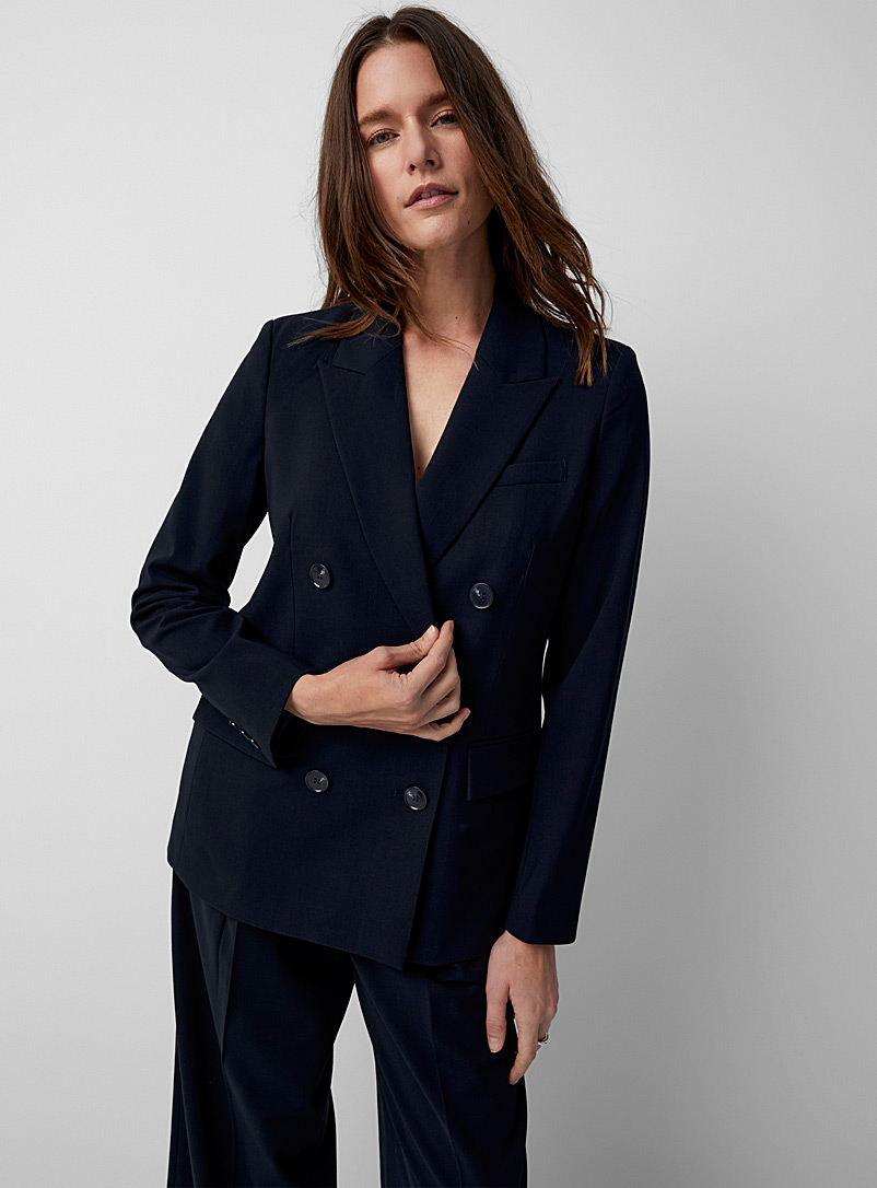 Contemporaine Navy/Midnight Blue Stretch double-breasted blazer for women