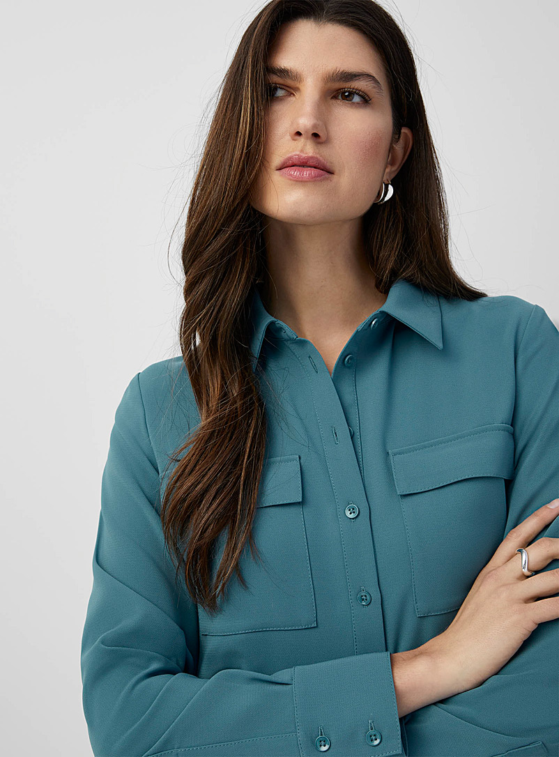 Contemporaine: La robe fluide poches à rabat Sarcelle-turquoise-aqua pour femme