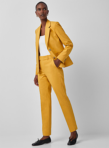 Pink Pleated Tapered-Leg Suit Pant