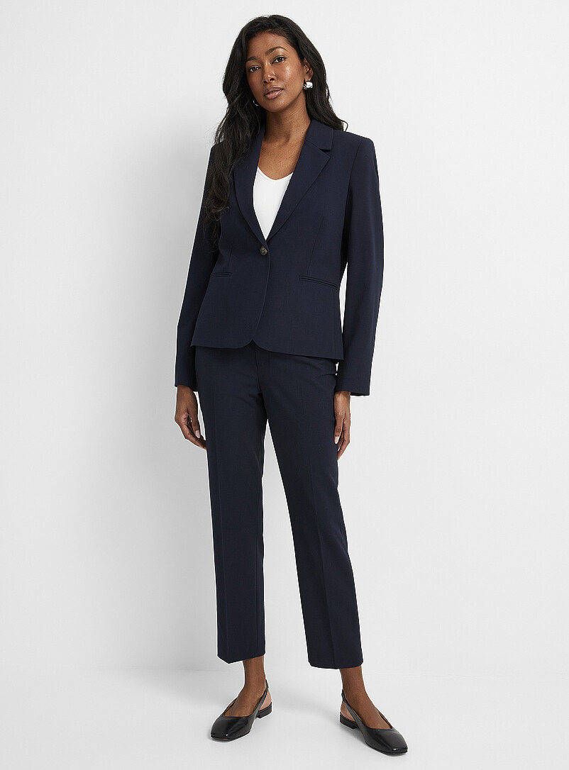 Contemporaine: Le veston extensible court un bouton Miel - Chameau pour femme