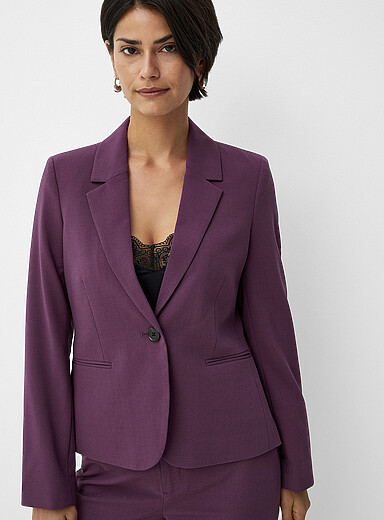 Contemporaine Crimson Cropped single-button stretch blazer for women